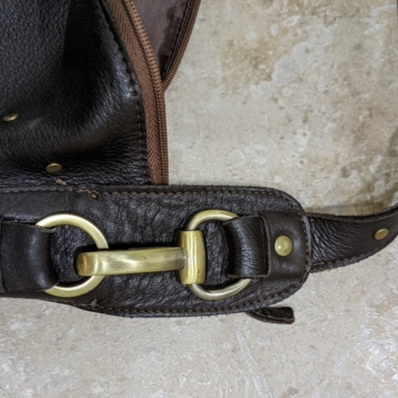 Per Se Dark brown leather bag w/ brass studs Large - Picture 13 of 13